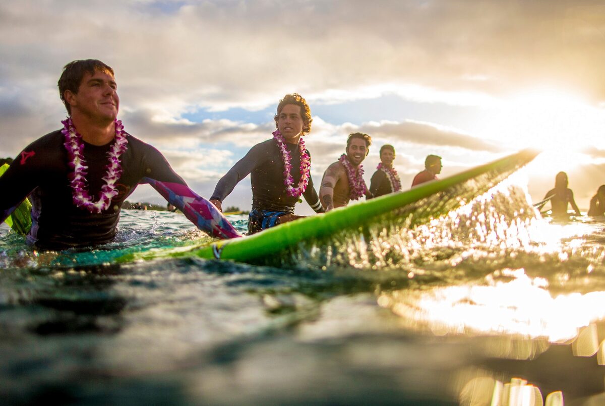 The Eddie Aikau event is an event unlike any other, in memory of Eddie Aikau, a man who selflessly gave of himself to save and protect his shipmates aboard the Hokule’a. This photo was taken during the opening ceremony at Waimea Bay as we honored the man and legend that Eddie is.