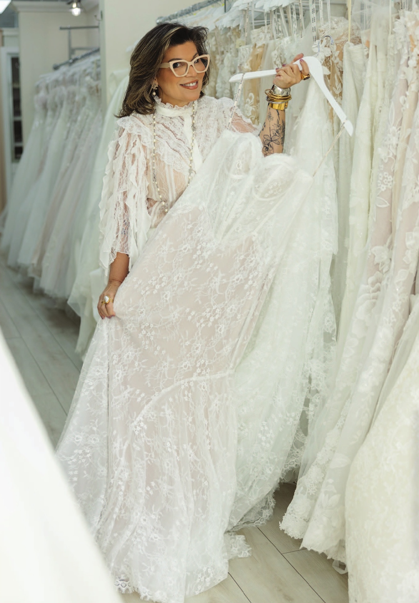 a woman in a white dress