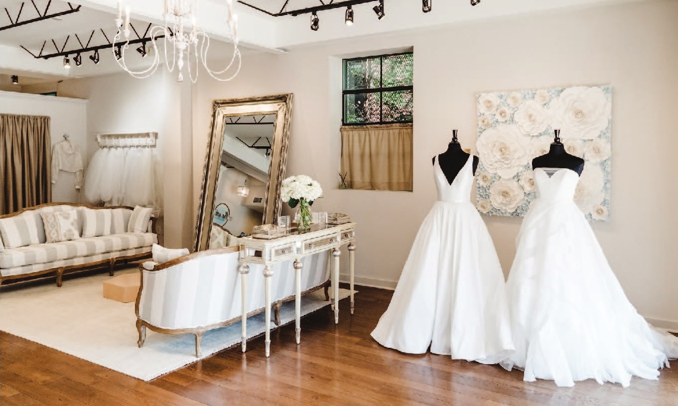 a wedding dress in a room